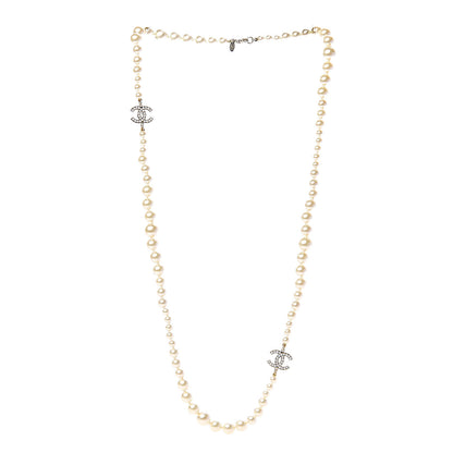 Chanel Crystal Pearl CC Short Necklace Gold 2 of 3