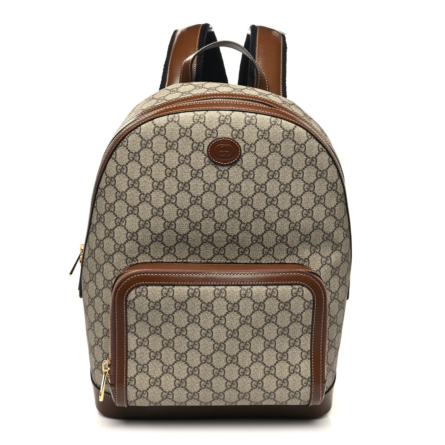 GG Supreme Monogram Textured Calfskin Retro Interlocking G Backpack Brown Beige