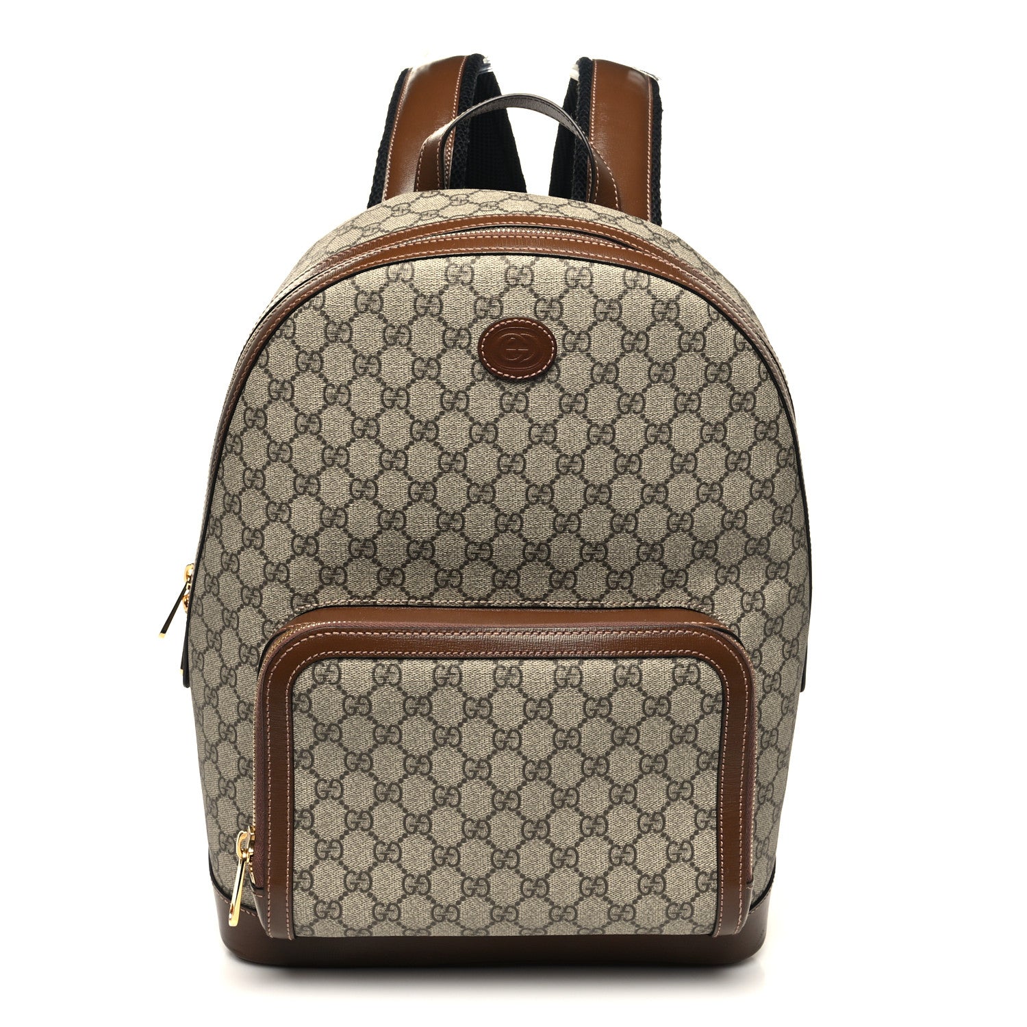 Gucci GG Supreme Monogram Textured Calfskin Retro Interlocking G Backpack Brown Beige 1 of 12