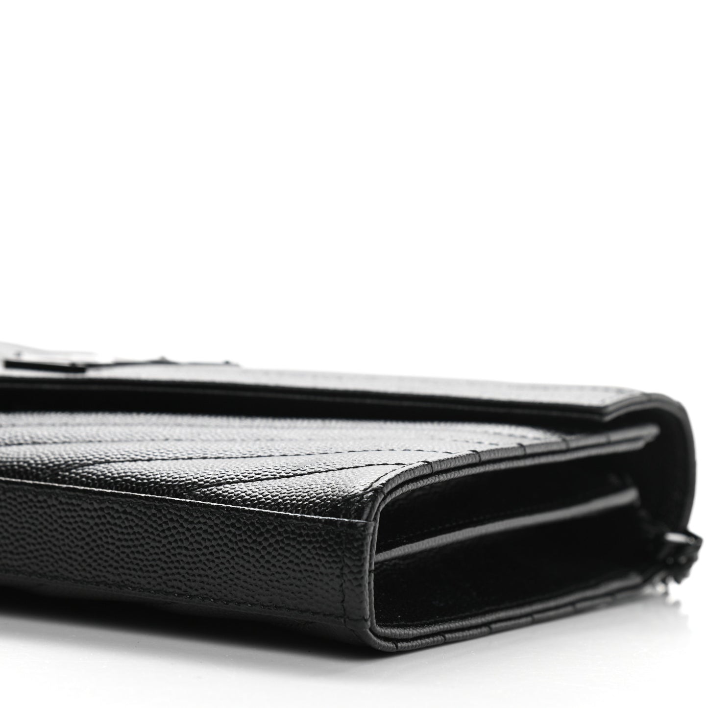 Grain De Poudre Matelasse Chevron Monogram Chain Wallet Black