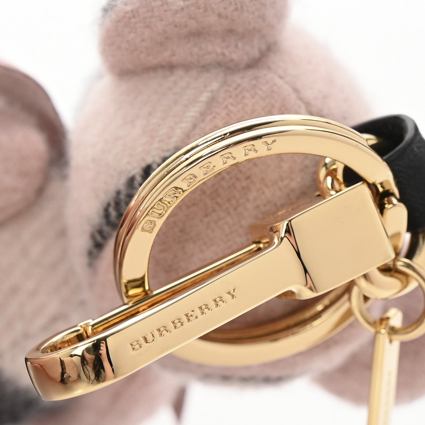Cashmere Check Thomas Bear Keychain Charm Ash Rose