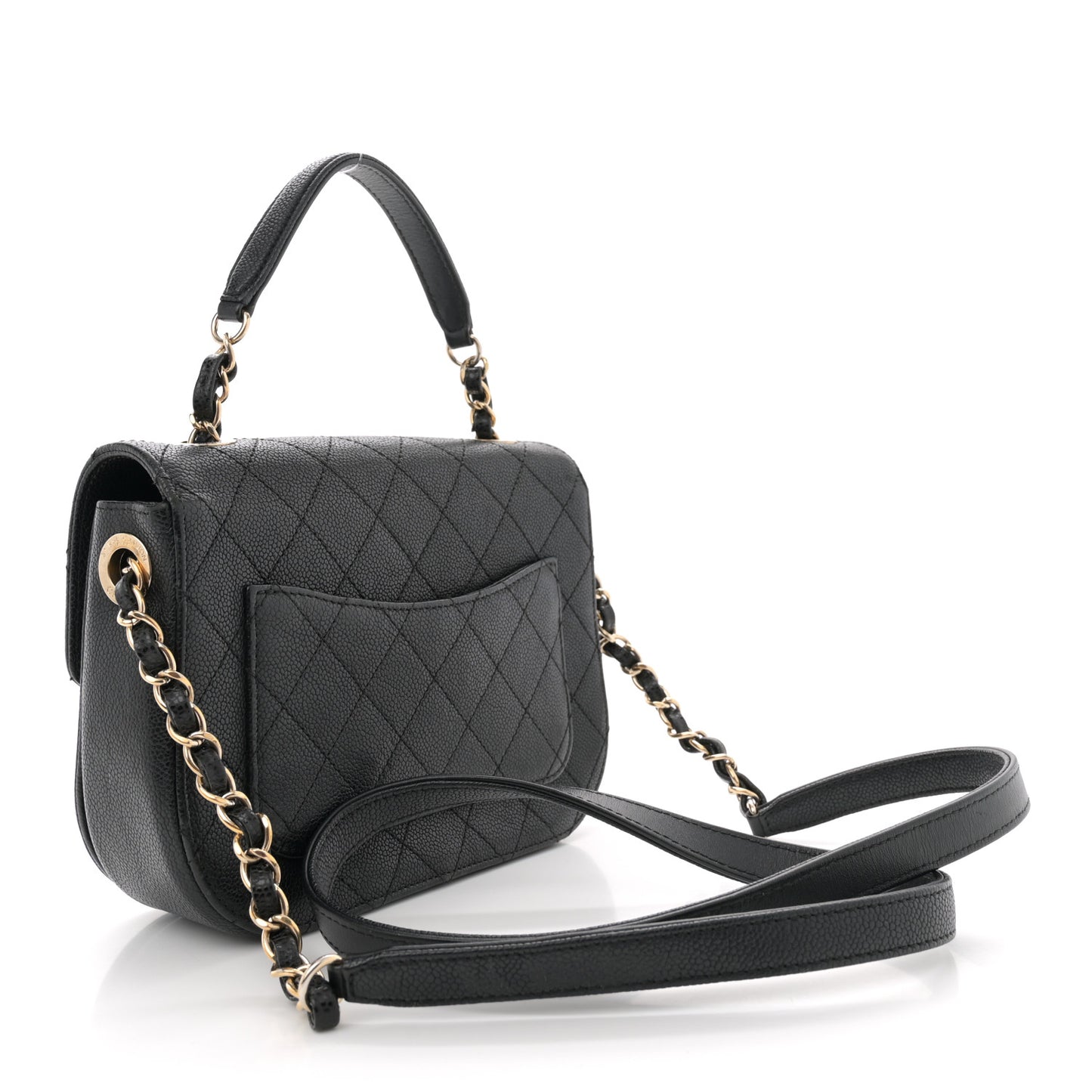 Grained Calfskin Quilted Small Cuba Top Handle Flap Black
