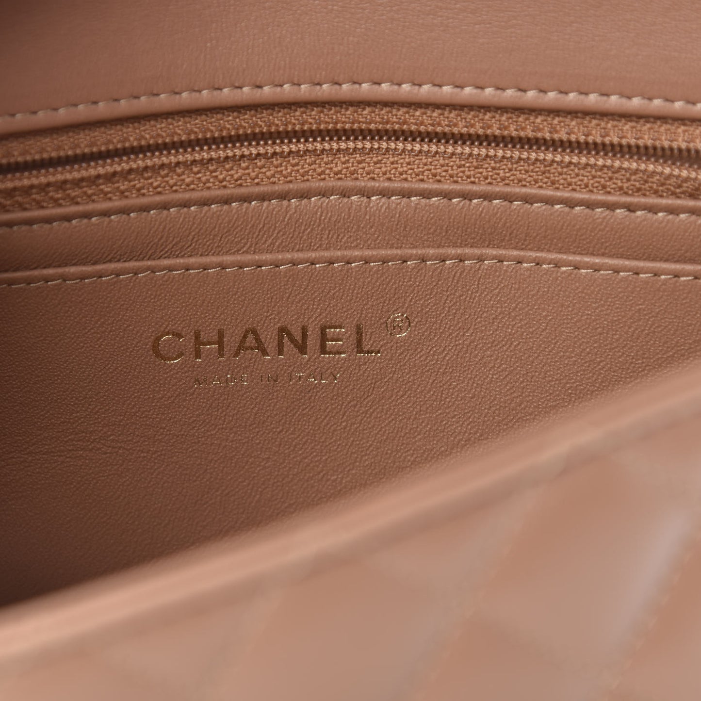 Lambskin Quilted Mini Rectangular Flap Brown