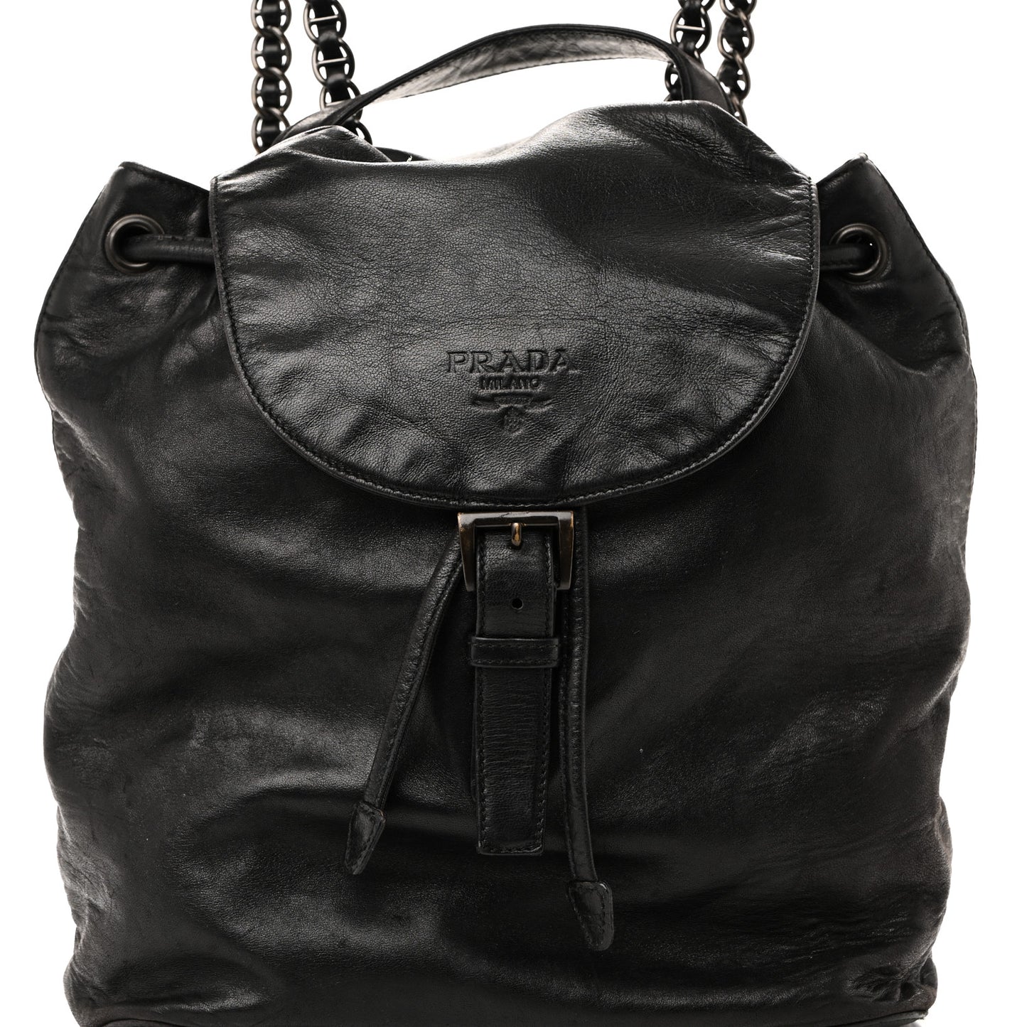 Soft Calfskin Cinch Backpack Black