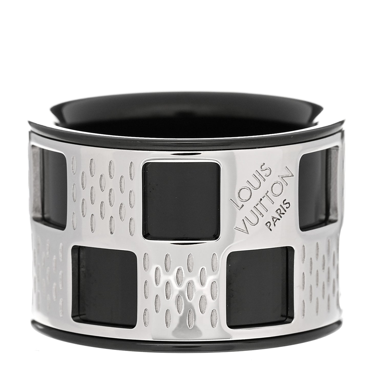 Damier Perfore Ring M Silver Black