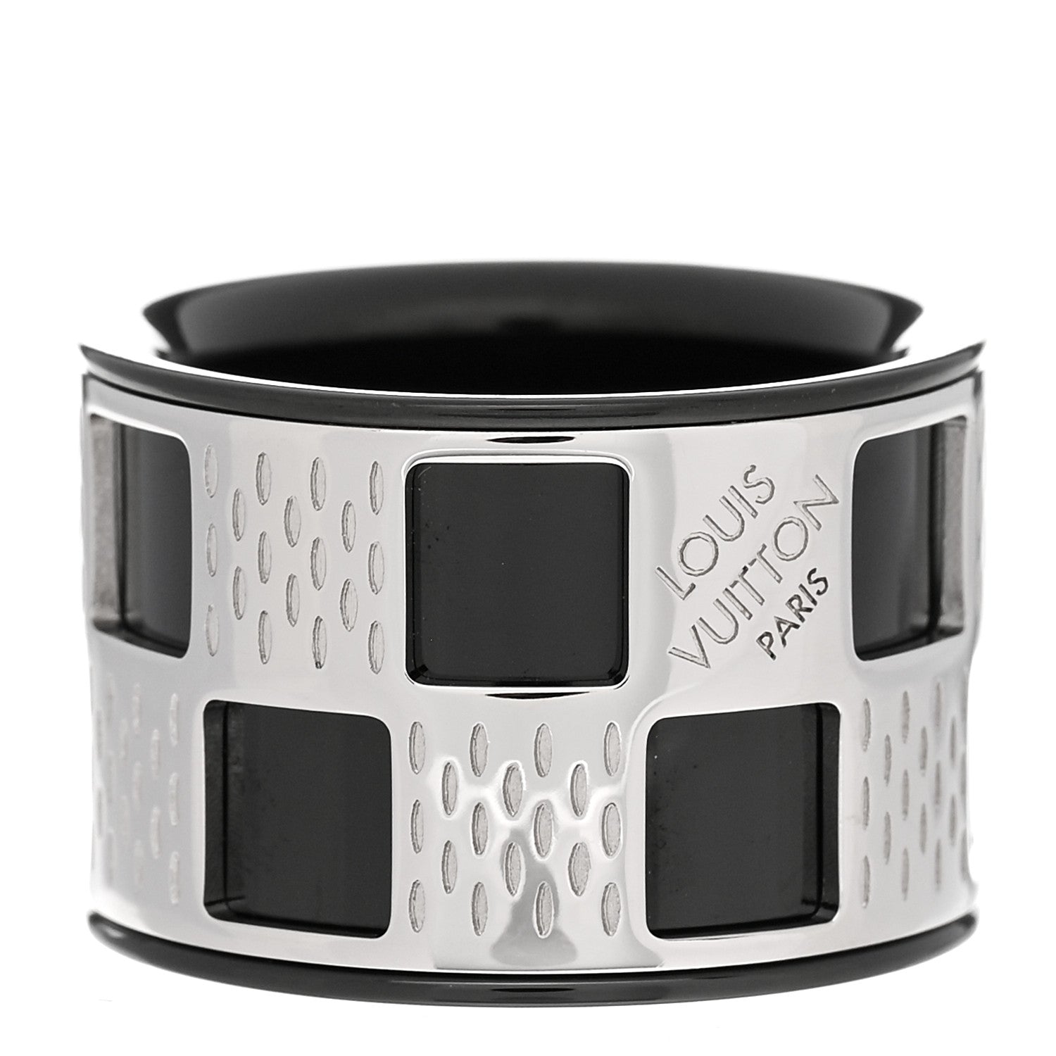 Louis Vuitton Damier Perfore Ring M Silver Black 3 of 4