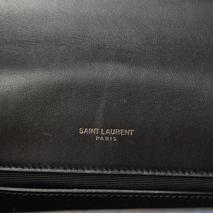 Saint Laurent Canvas Embroidered Stars Small Monogram Kate Satchel Blue Bianco 10 of 13