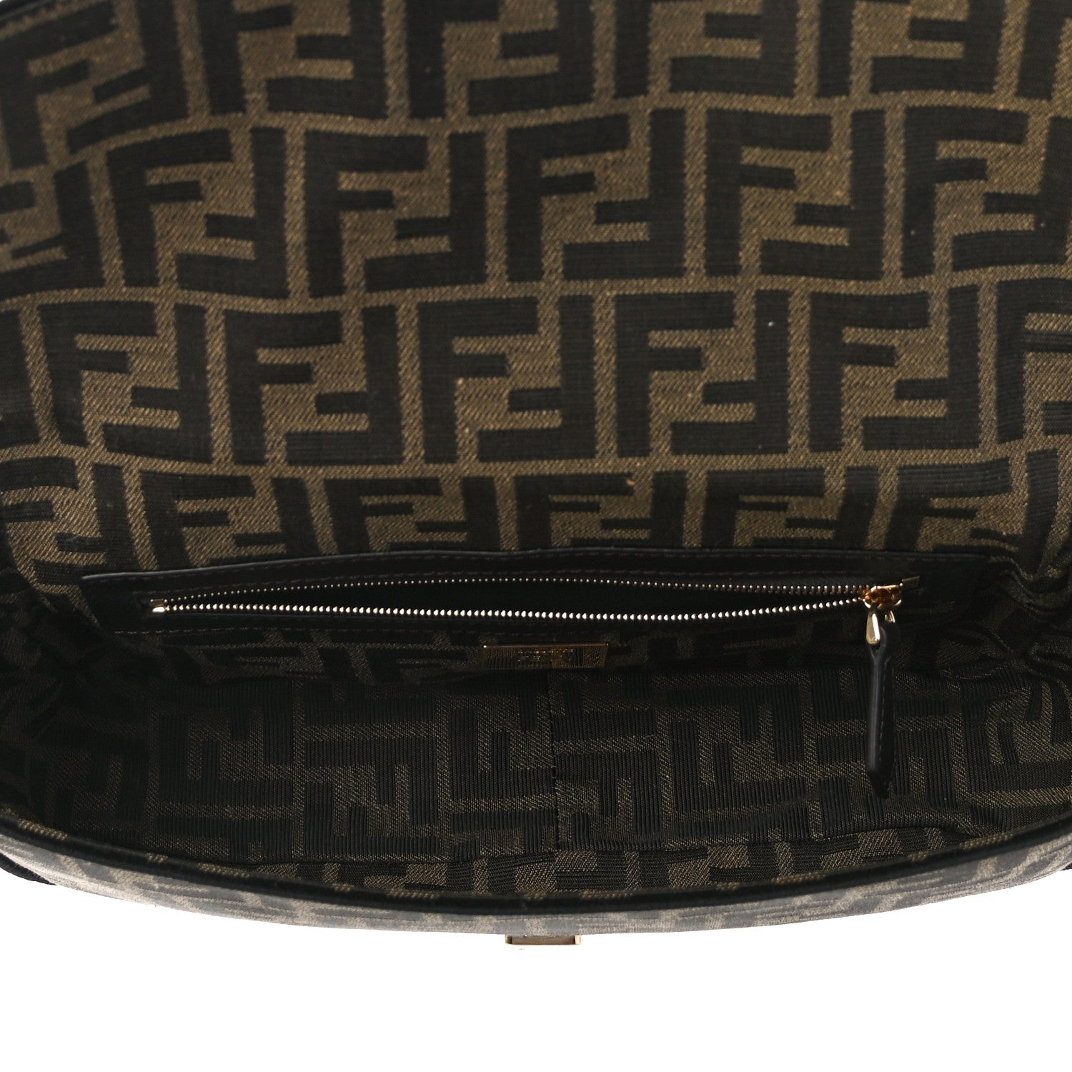 Fendi Fabric Jacquard FF 1974 Medium Baguette Tobacco Moro Black 5 of 9