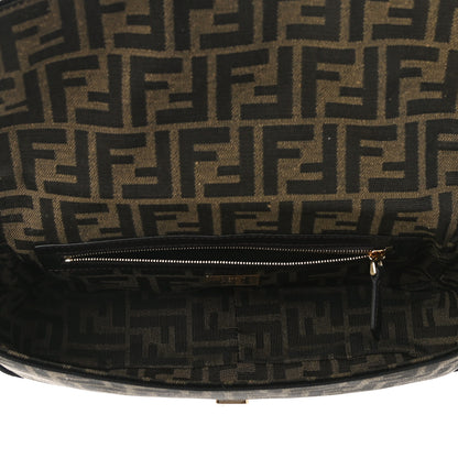 Fendi Fabric Jacquard FF 1974 Medium Baguette Tobacco Moro Black 5 of 9
