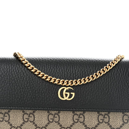 Gucci Dollar Calfskin GG Supreme Monogram Petite GG Marmont Wallet Chain Bag Black Beige Ebony 8 of 13
