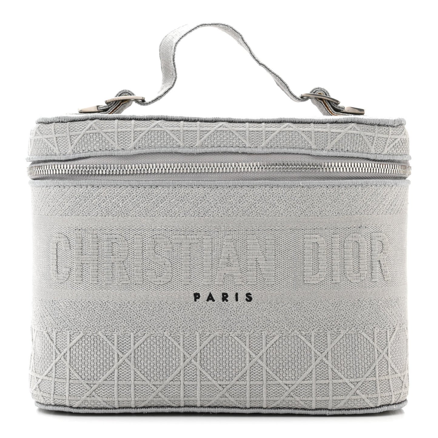 Canvas Embroidered Cannage Diortravel Vanity Case Grey