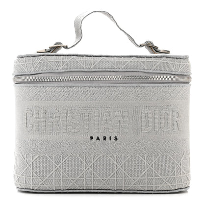 Christian Dior Canvas Embroidered Cannage Diortravel Vanity Case Grey 1 of 10