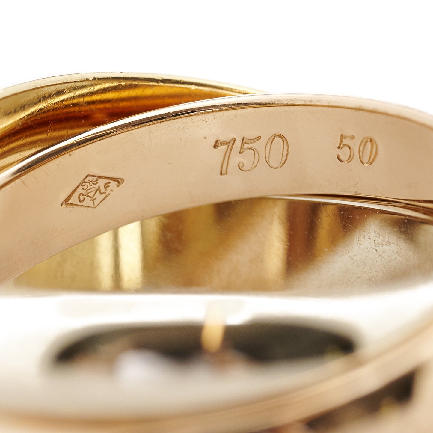 18K Pink Yellow White Gold Classic Les Must De Cartier Trinity Ring 50 5.25