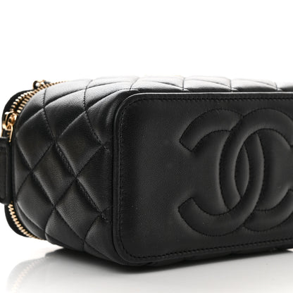 Chanel Lambskin Quilted Small Top Handle Vanity Case With Chain Black 9 of 10