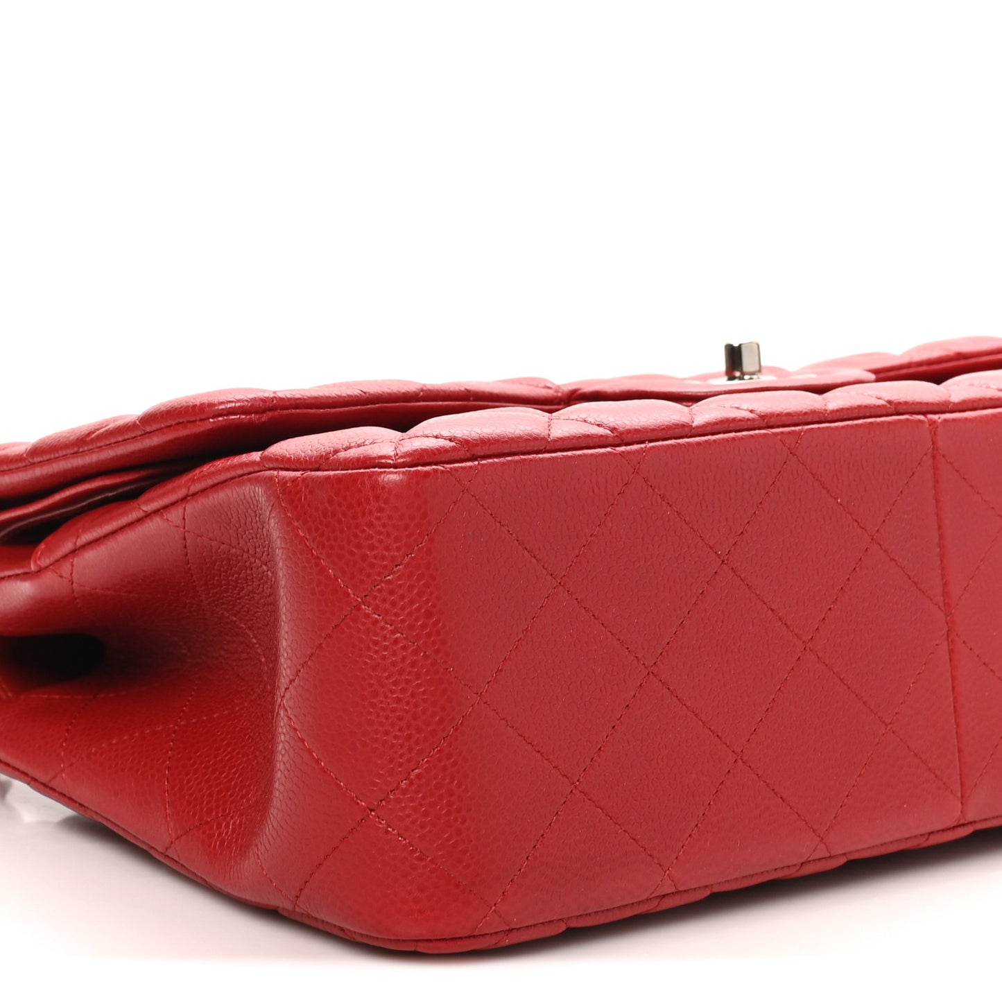 Caviar Quilted Jumbo Double Flap Dark Red
