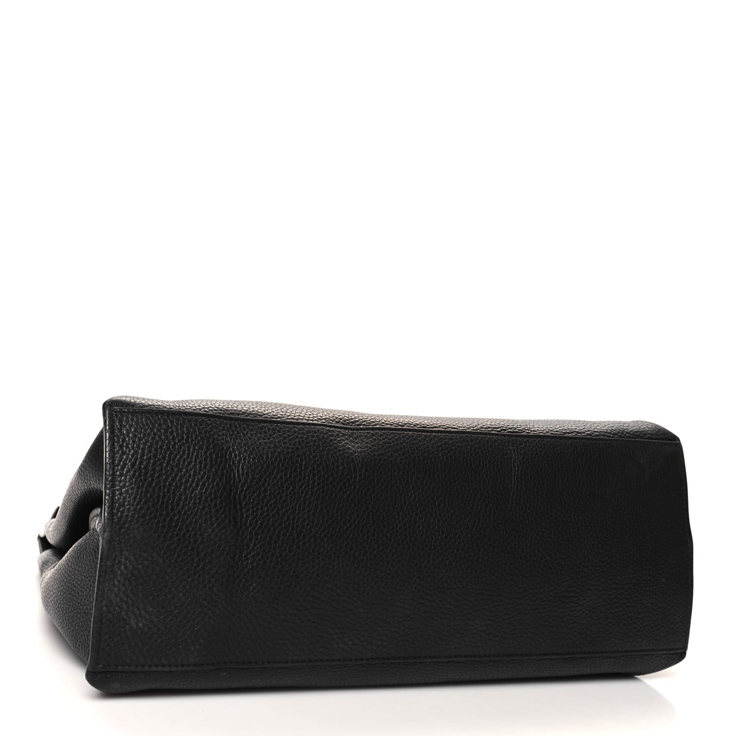 Pebbled Calfskin Large Bamboo Daily Top Handle Bag Black