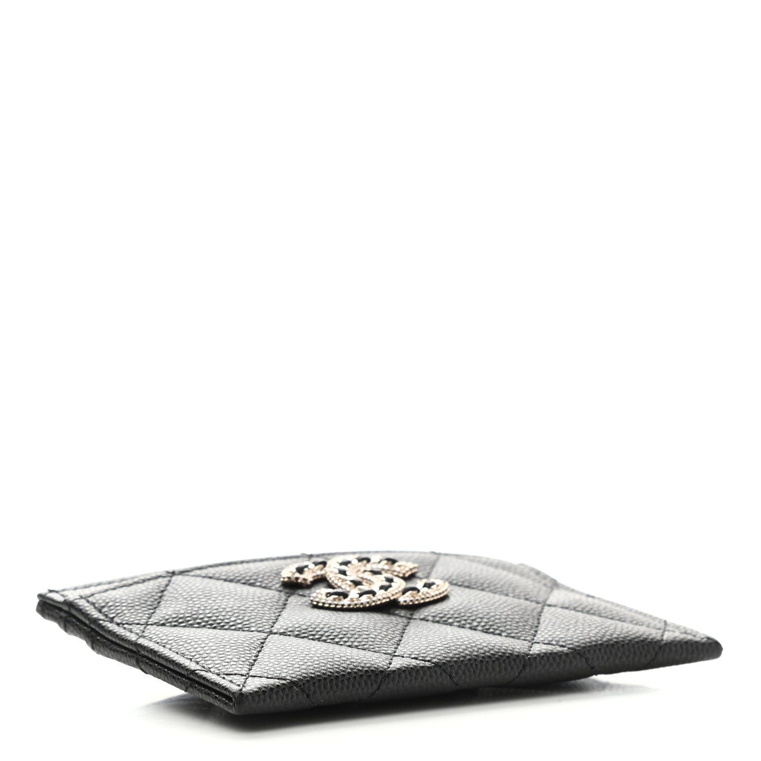 Chanel Caviar Quilted Crystal Card Holder Black 4 of 9