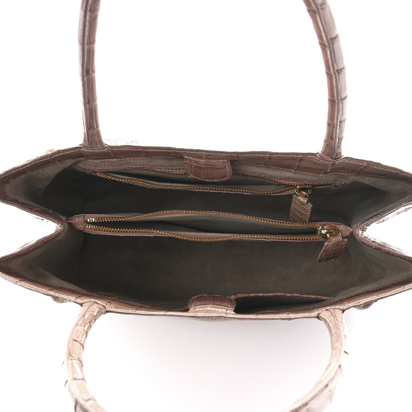 Crocodile Top Handle Shoulder Bag Brown