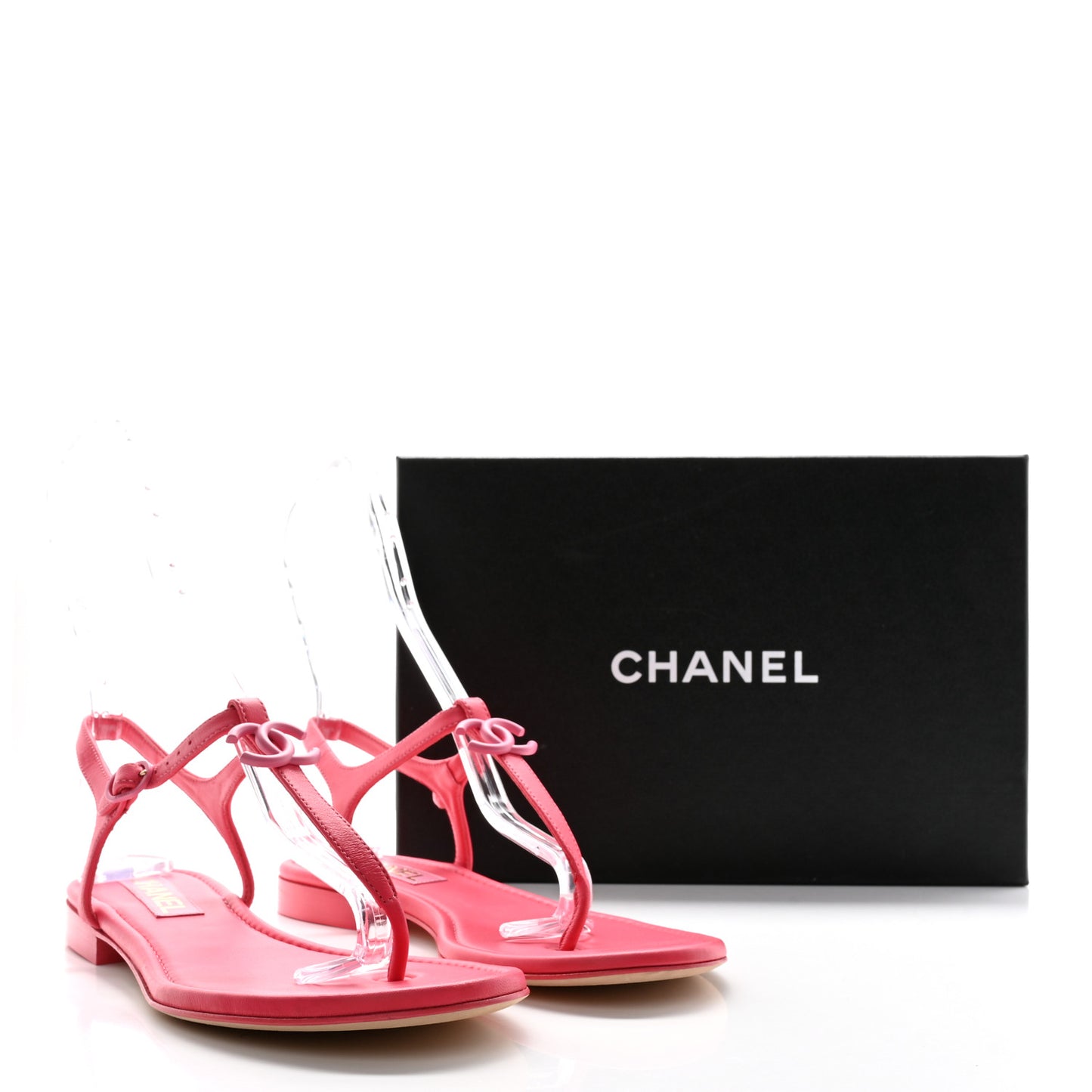 Lambskin CC Thong Sandals 40 Pink