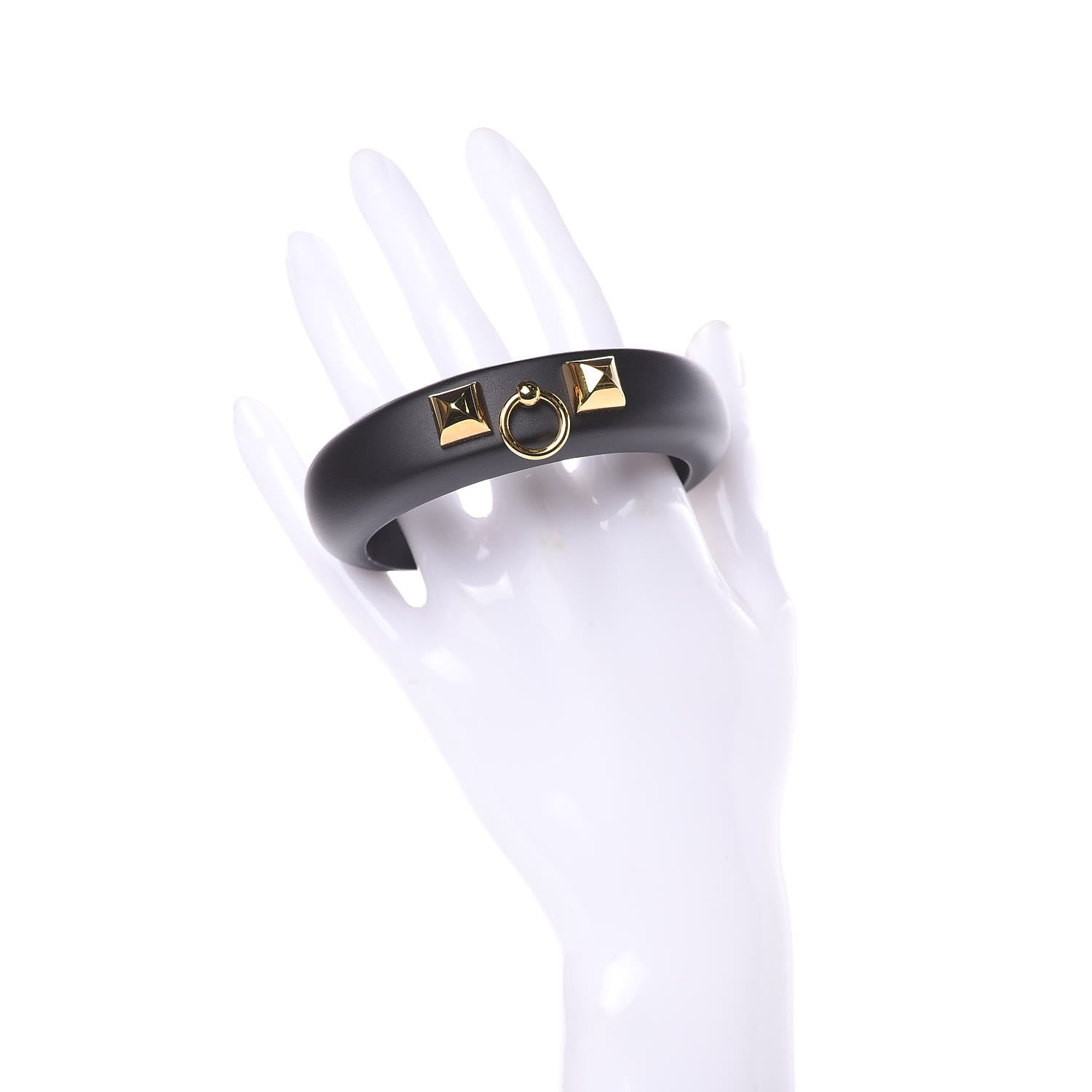 Hermes Pearwood Medor Fine Cuff M Bracelet Black 2 of 7