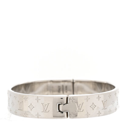 Louis Vuitton Brass Palladium Plated Nanogram Cuff S Silver 3 of 6