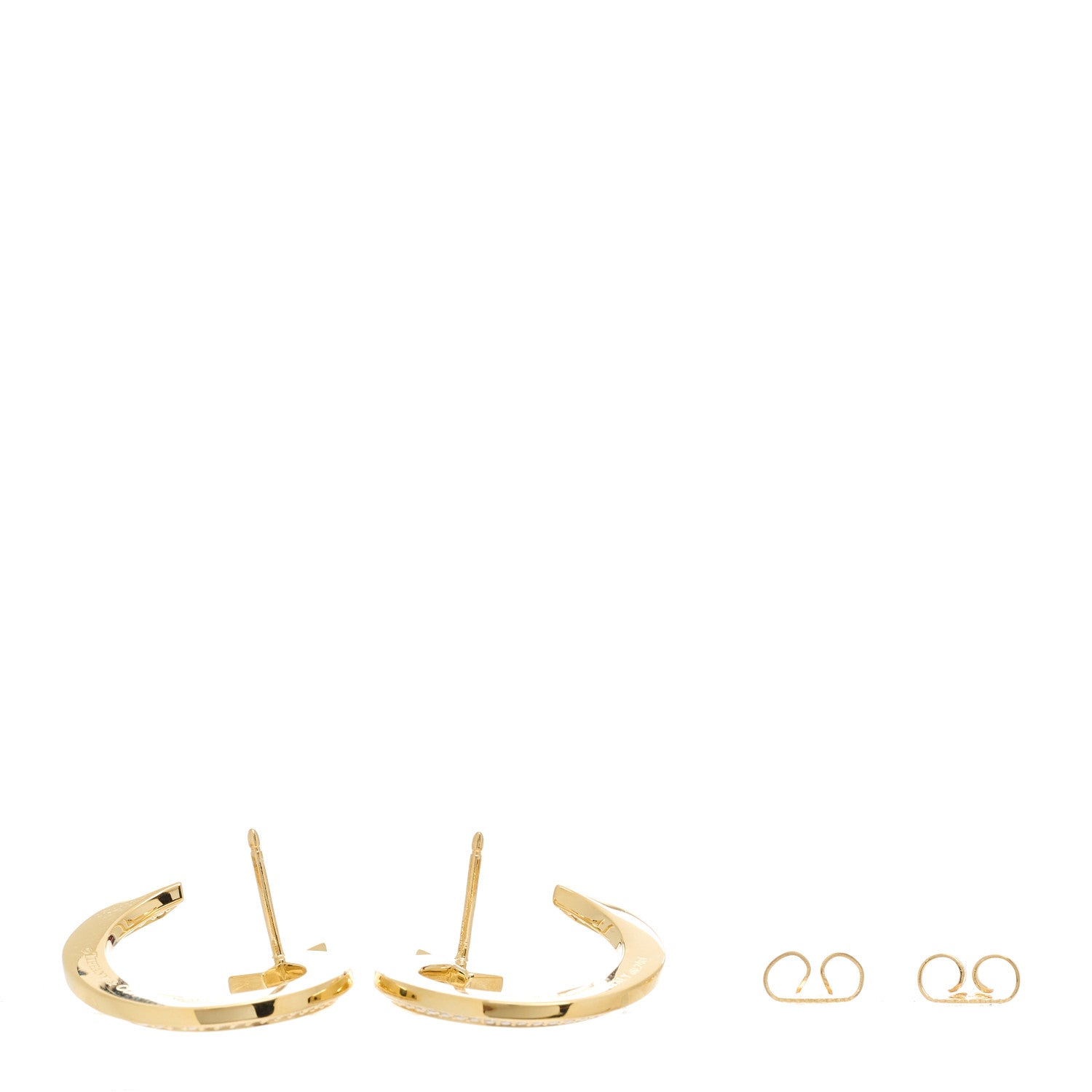 Tiffany 18K Yellow Gold Diamond T1 Open Hoop Earrings 3 of 5
