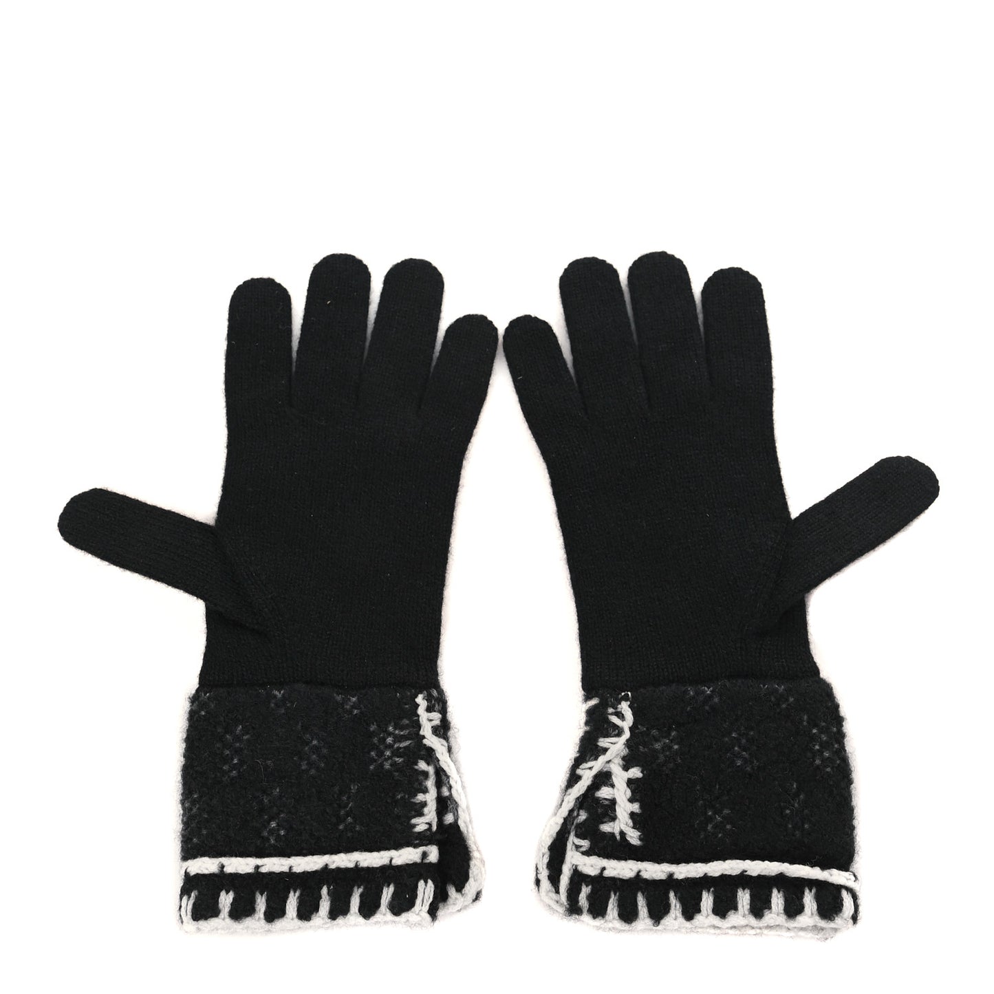 Cashmere Blend CC Gloves Black White