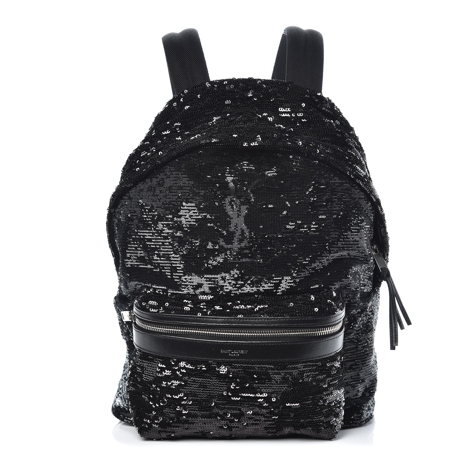 Saint Laurent Canvas Sequins Mini City Backpack Black Silver 1 of 8