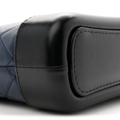 Chanel Aged Calfskin Quilted Small Gabrielle Hobo Navy Black 9 of 11