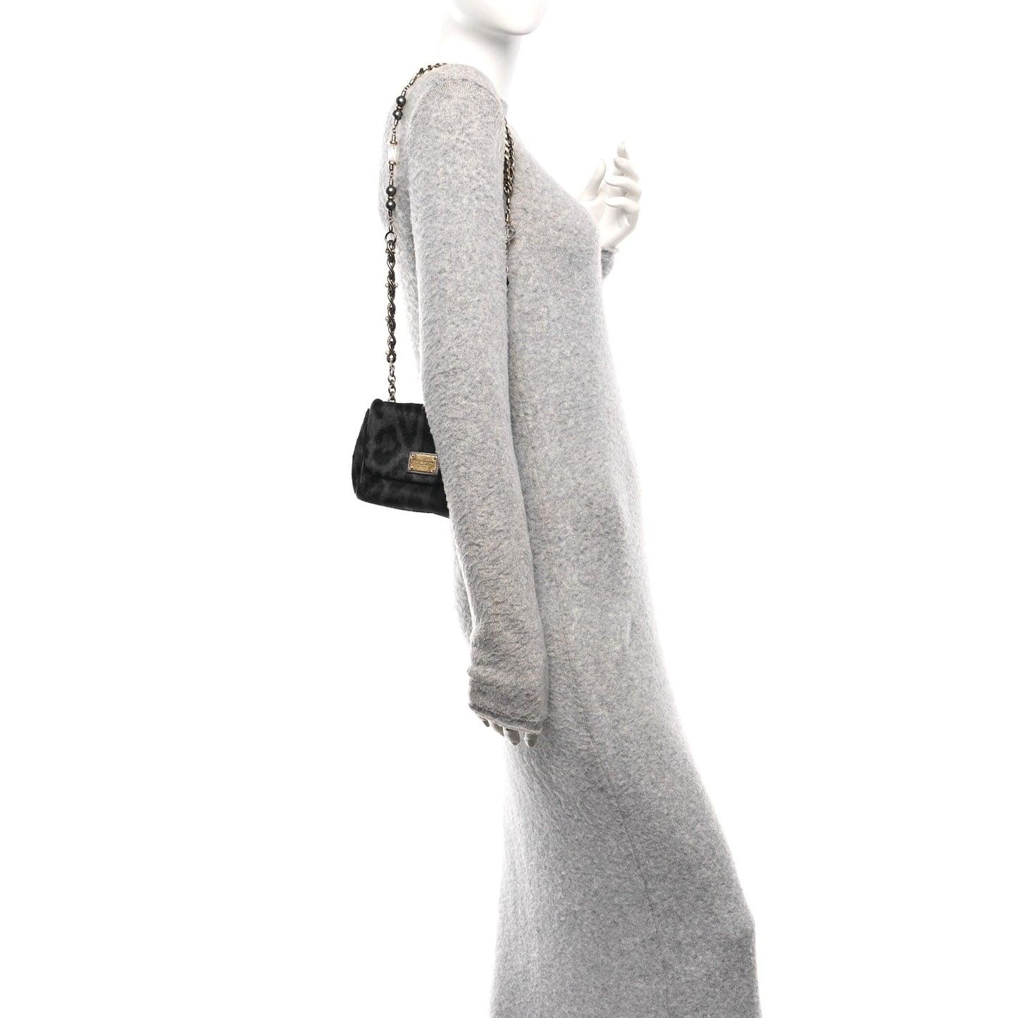 Pony Hair Leopard Print Shoulder Bag Purple