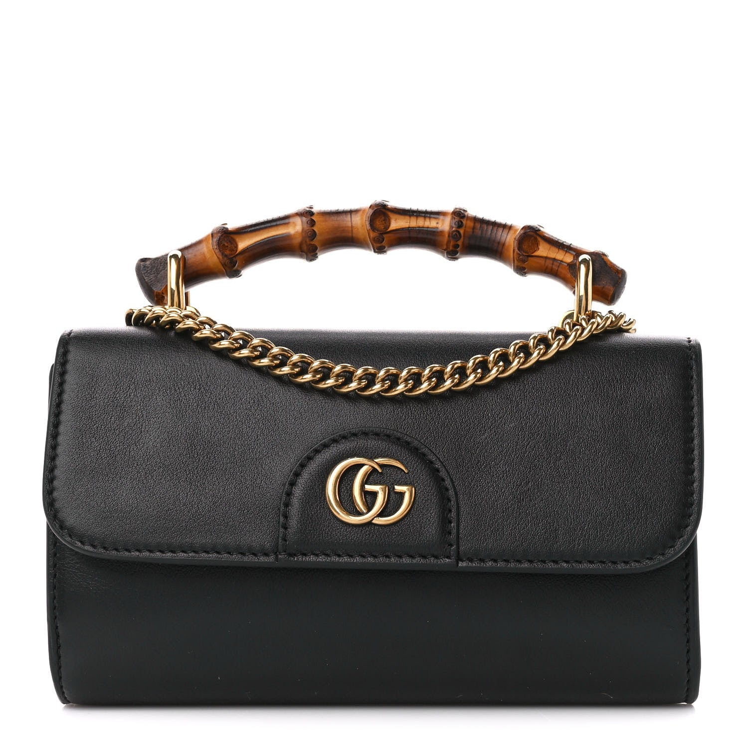 Gucci Wonka Grain Calfskin Mini Diana Bamboo Top Handle Shoulder Bag Black 1 of 11