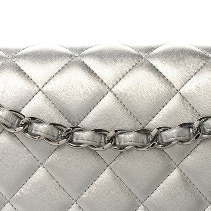 Chanel Metallic Lambskin Quilted Jumbo Single Flap Silver 7 of 11