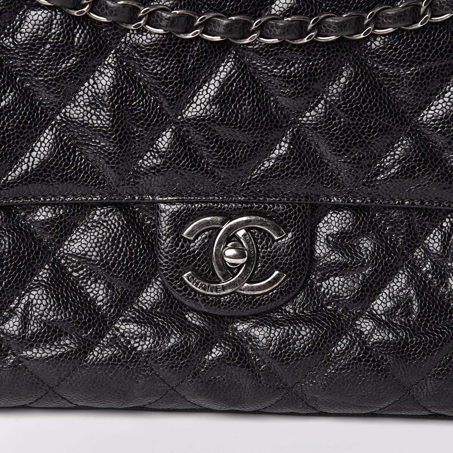 Chanel Crumpled Grained Calfskin Jumbo CC Crave Flap Black 11 of 12