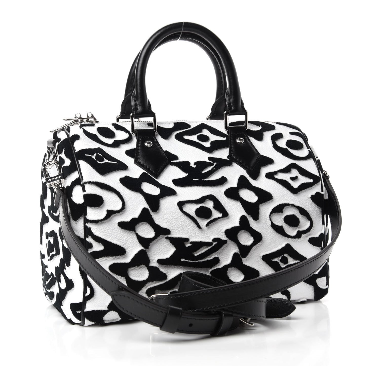 X UF Tufted Monogram Speedy Bandouliere 25 White Black