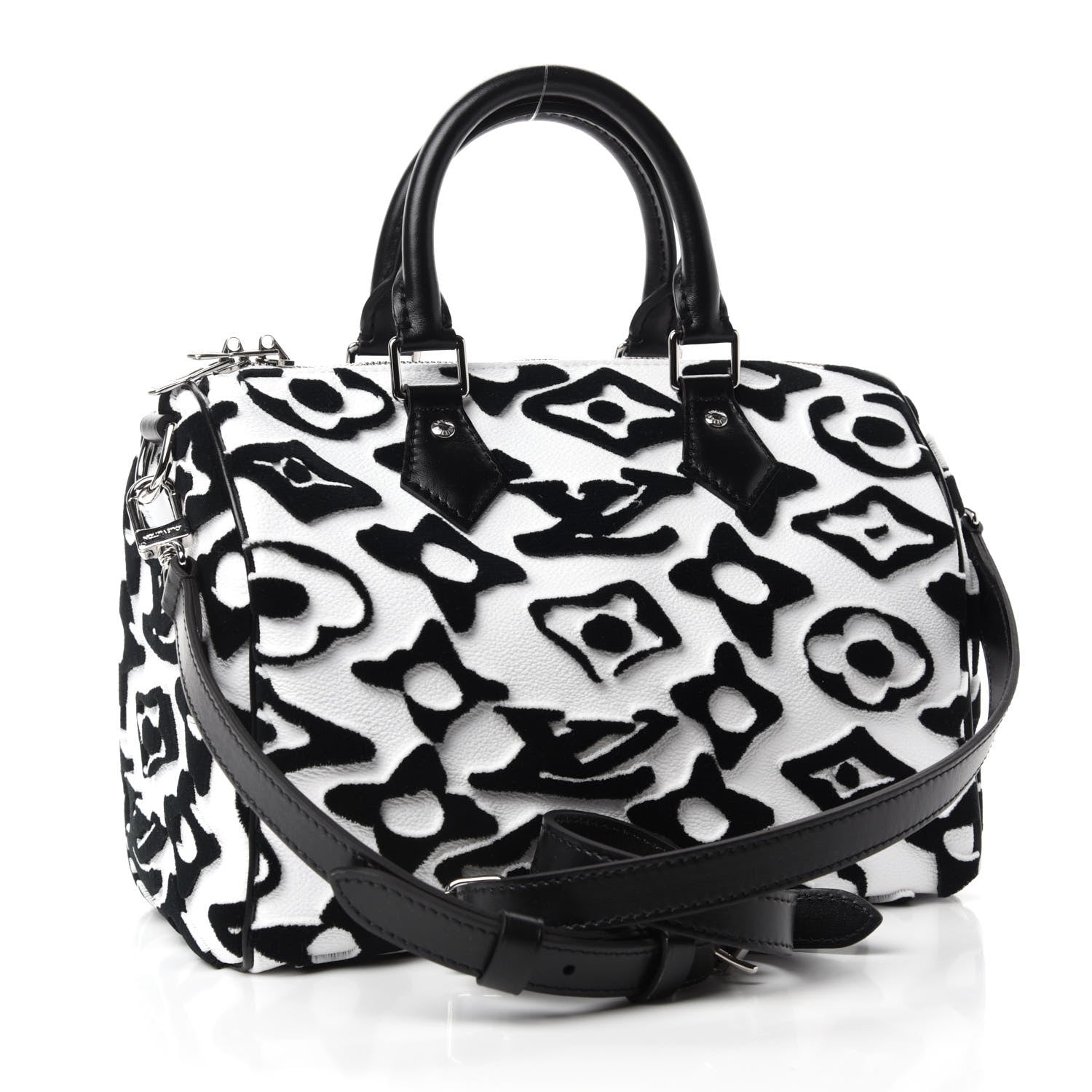 Louis Vuitton X UF Tufted Monogram Speedy Bandouliere 25 White Black 3 of 10