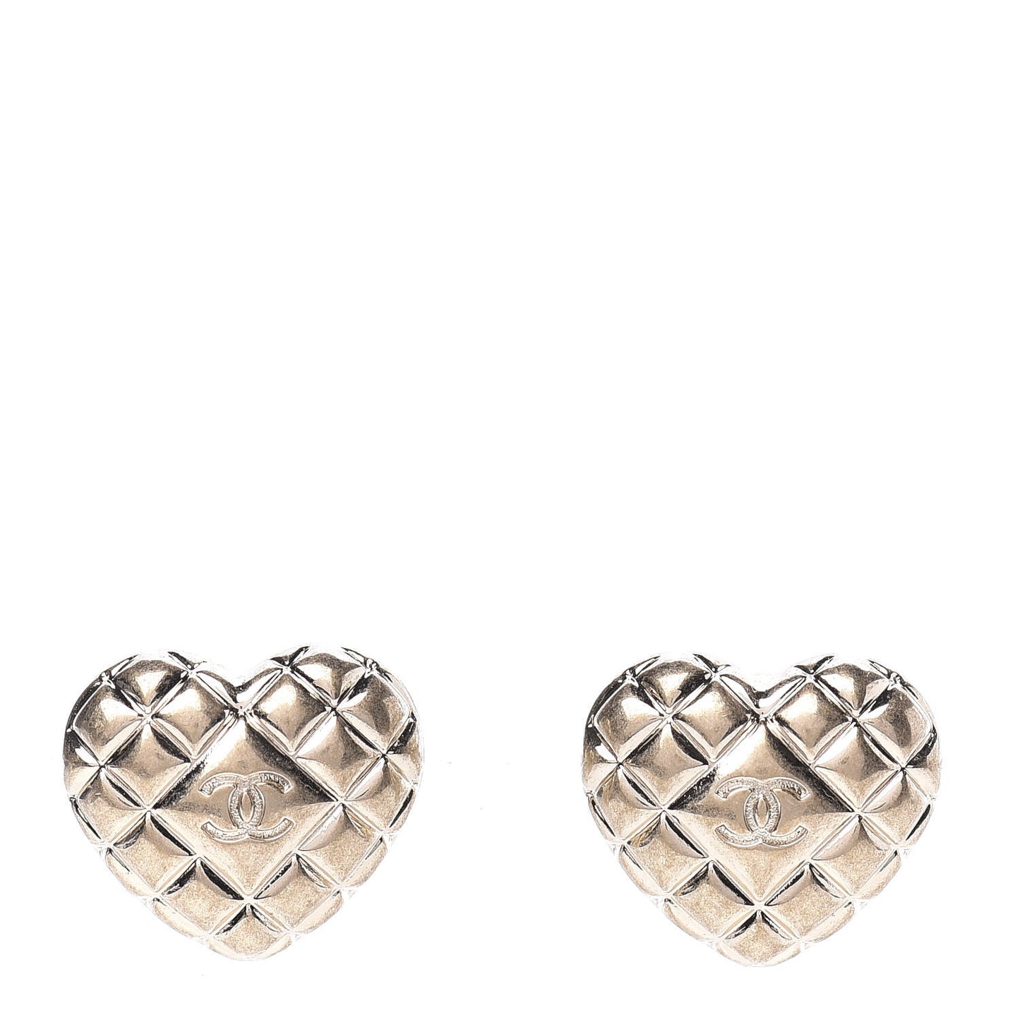 Quilted CC Heart Earrings Gold
