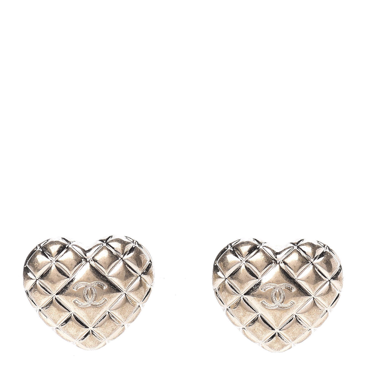Chanel Quilted CC Heart Earrings Gold 1 of 5