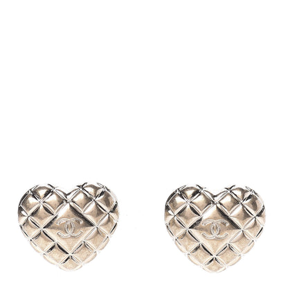 Chanel Quilted CC Heart Earrings Gold 1 of 5