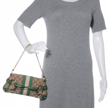 Gucci Monogram Web Small Horsebit Chain Clutch Green 2 of 7