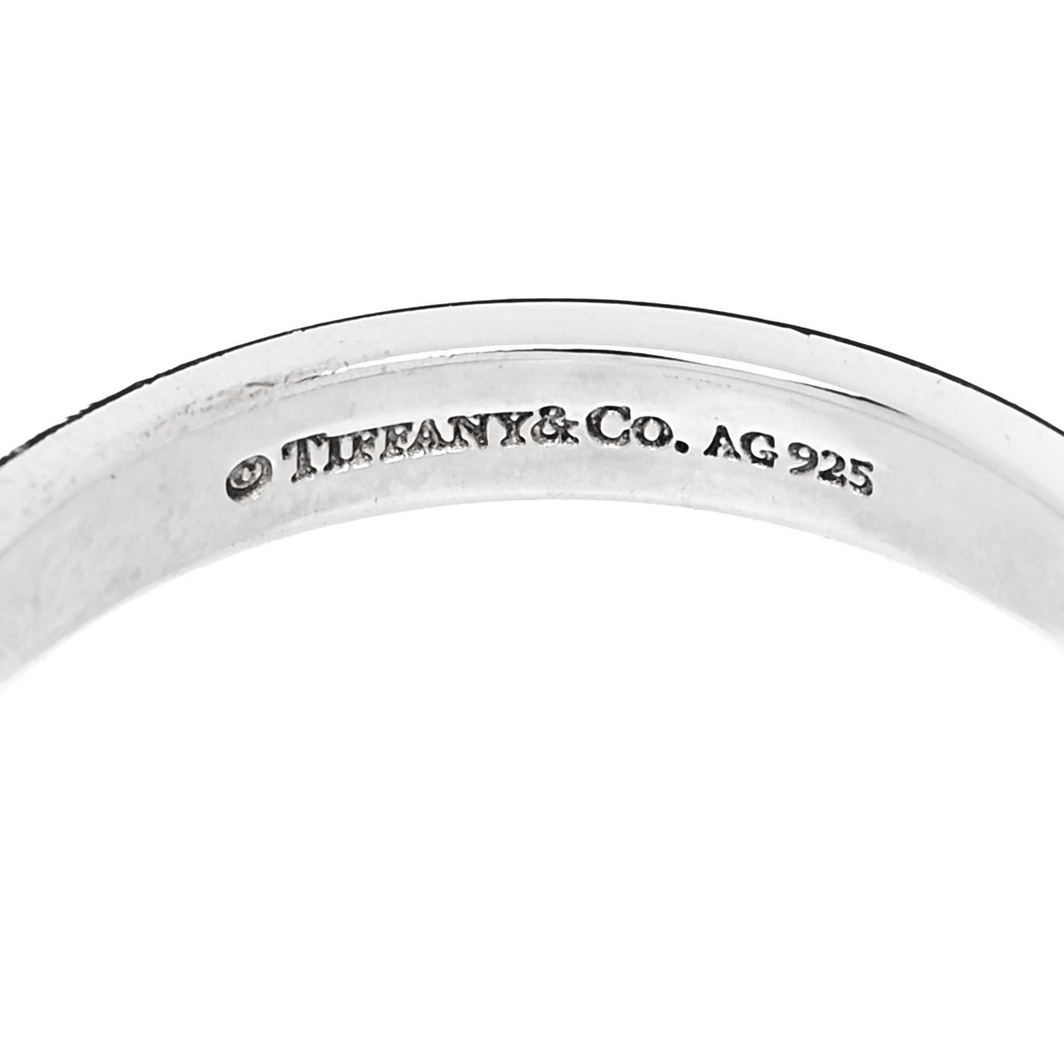 Tiffany Sterling Silver Enamel Thin Band Ring 56 7.5 Blue 4 of 4