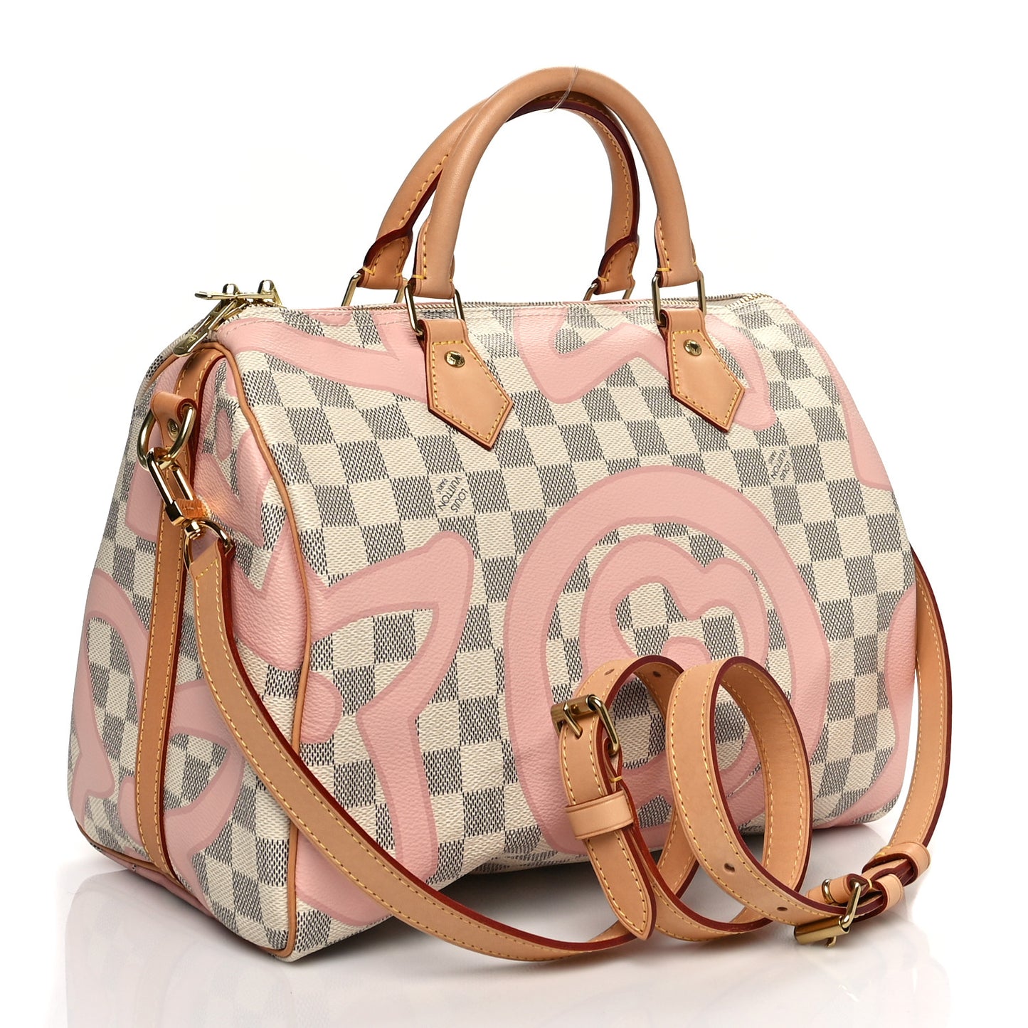 Damier Azur Tahitienne Speedy Bandouliere 30 Rose Ballerine