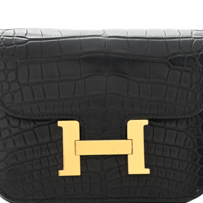 Hermes Matte Alligator Constance Slim Wallet Black 4 of 10