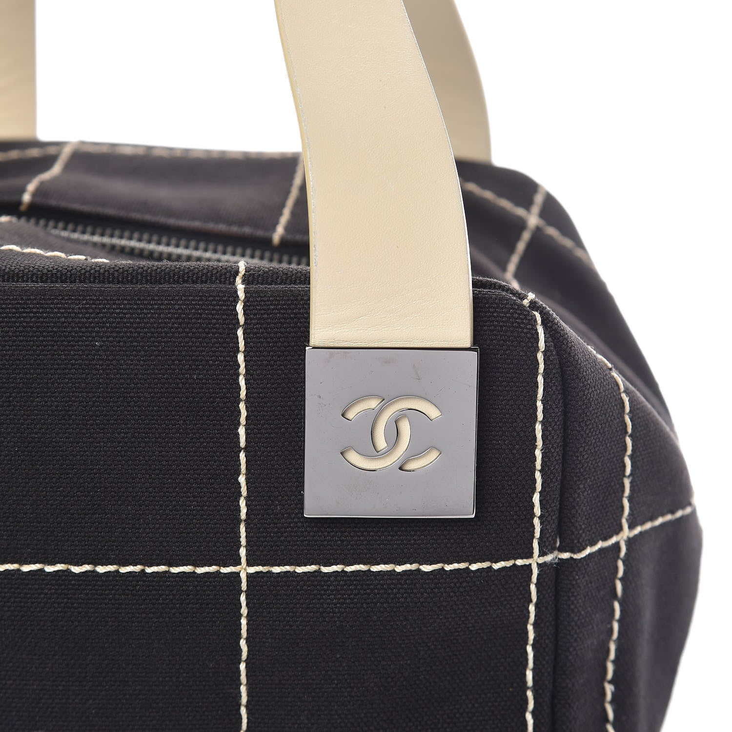 Chanel Canvas Square Stitched CC Tote Bag Black 8 of 13