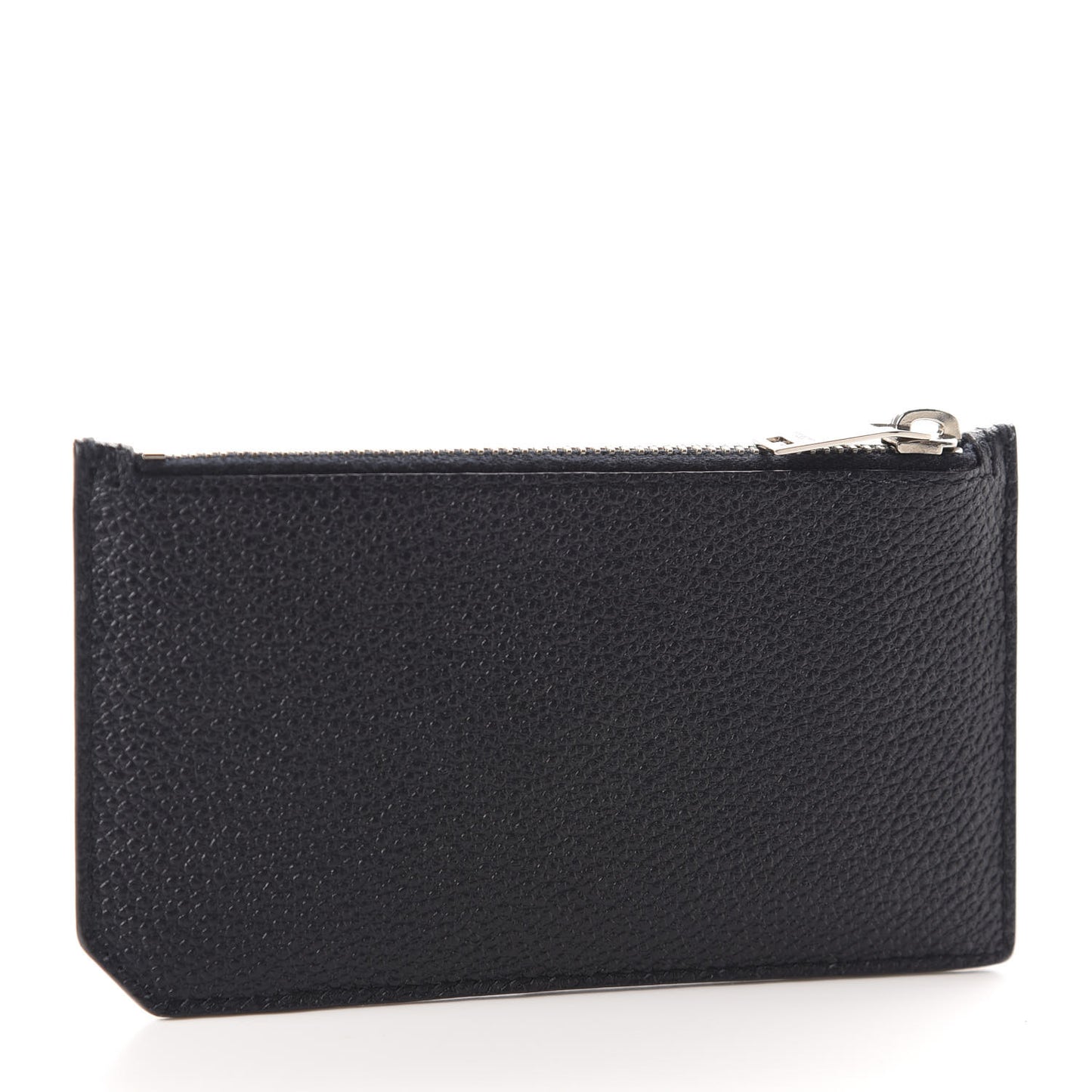 Grained Calfskin 5 Fragments Zip Pouch Card Holder Black
