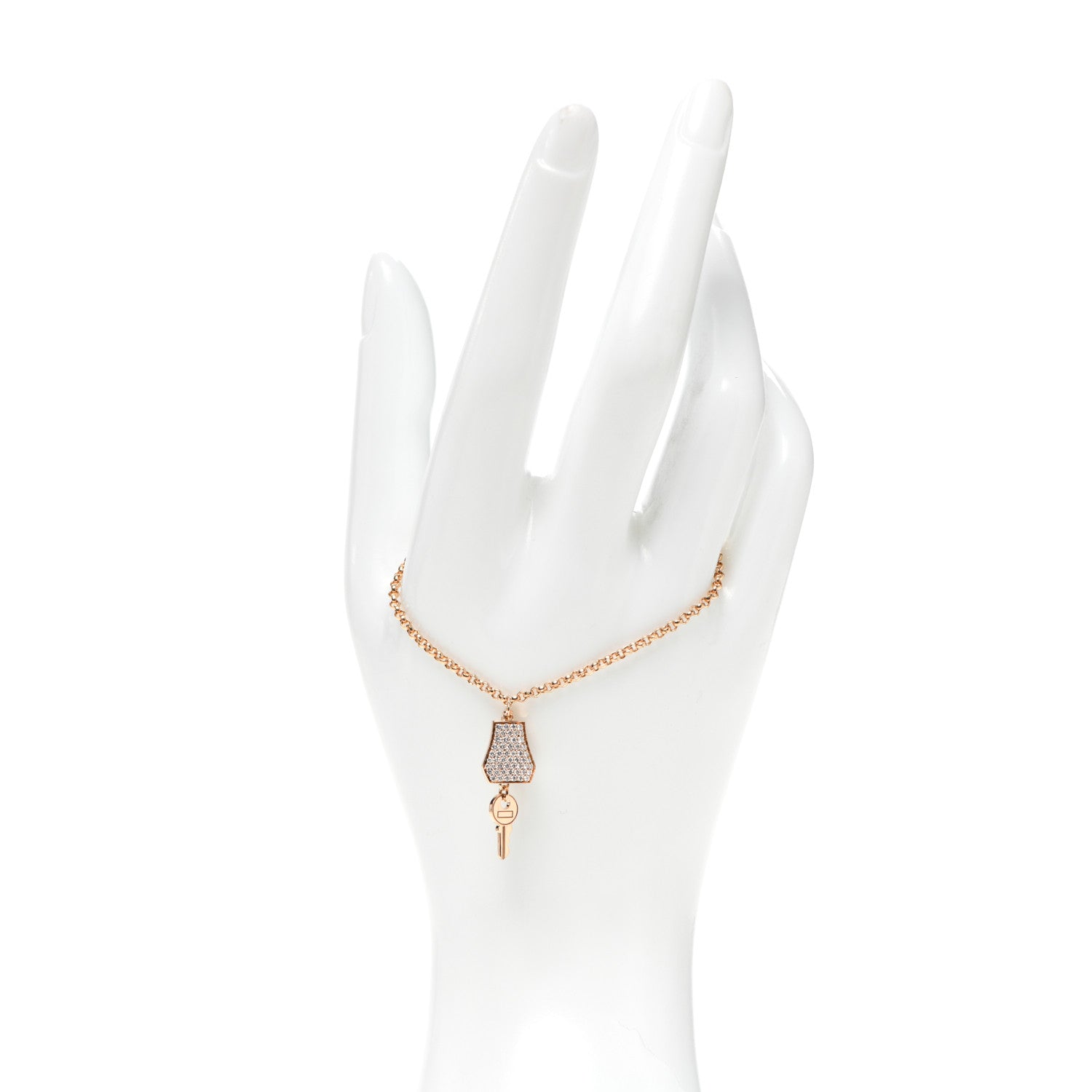 Hermes 18K Rose Gold Diamond PM Kelly Clochette Bracelet SH 2 of 6