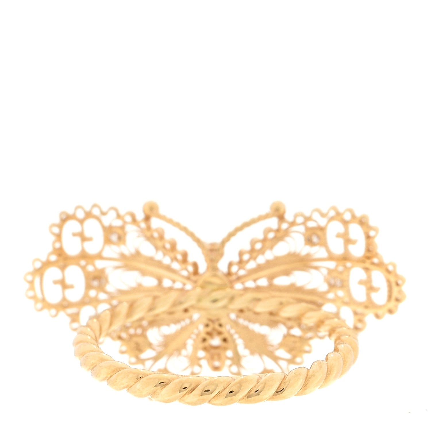 Gucci 18K Yellow Gold Diamond Butterfly Ring 53 6.25 3 of 4