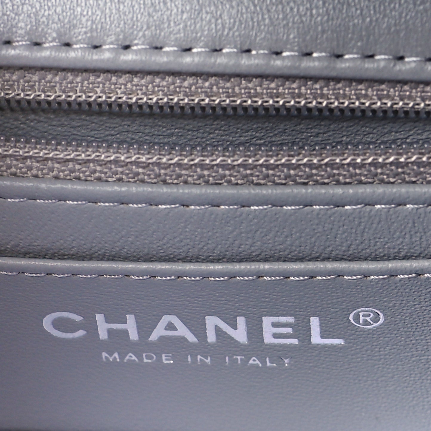 Lambskin Quilted Mini Square Flap Light Grey