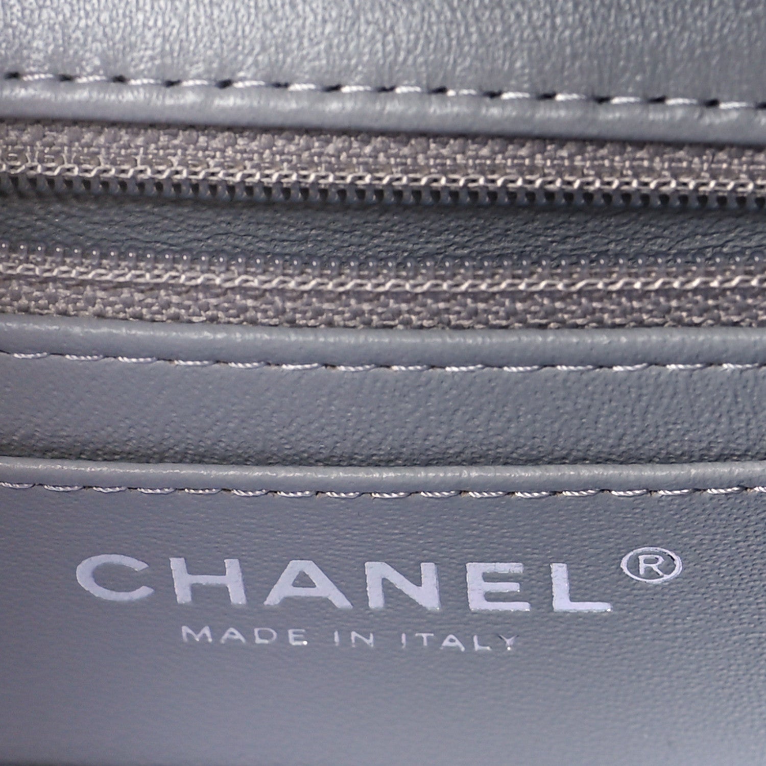 Chanel Lambskin Quilted Mini Square Flap Light Grey 6 of 11