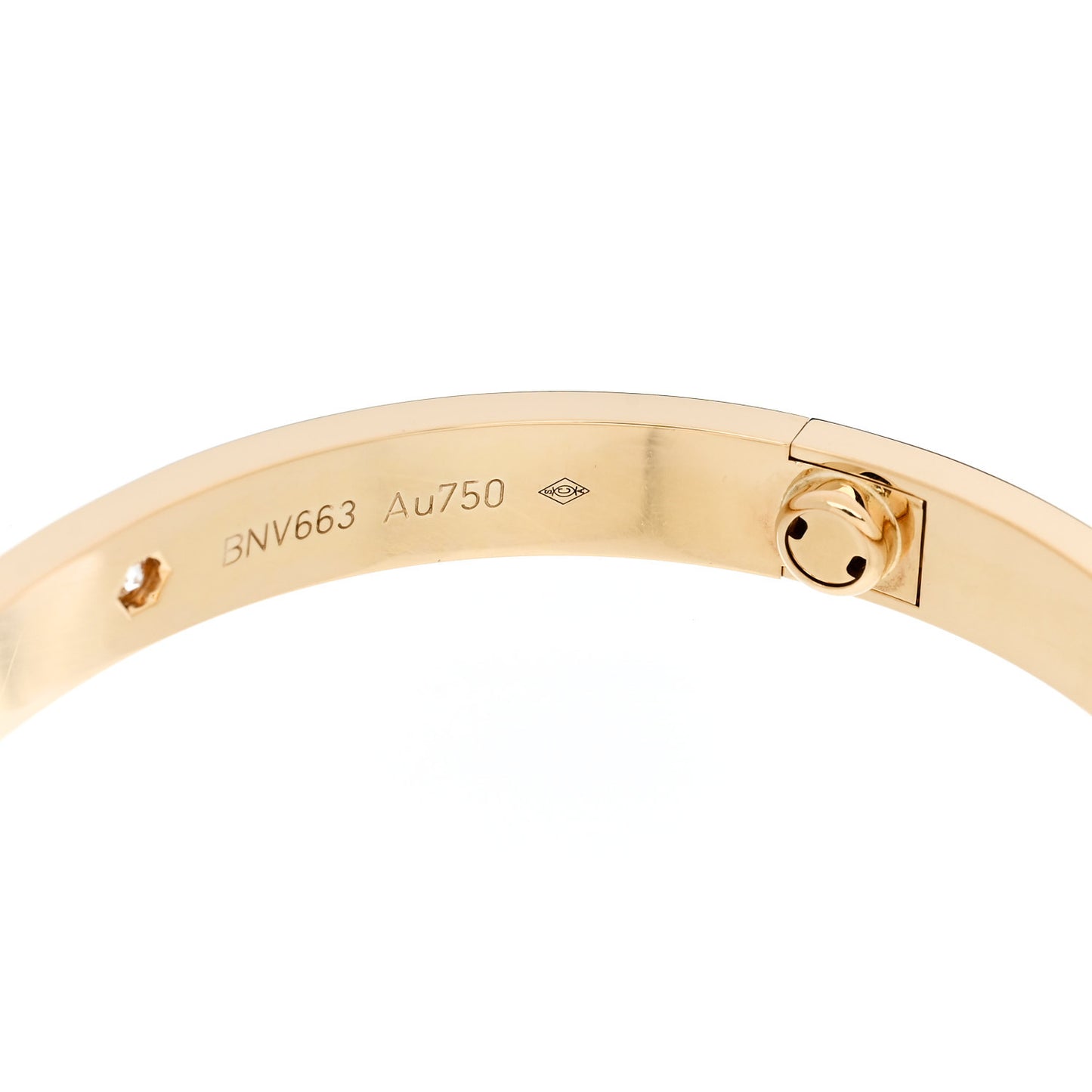 18K Yellow Gold 4 Diamond LOVE Bracelet 17
