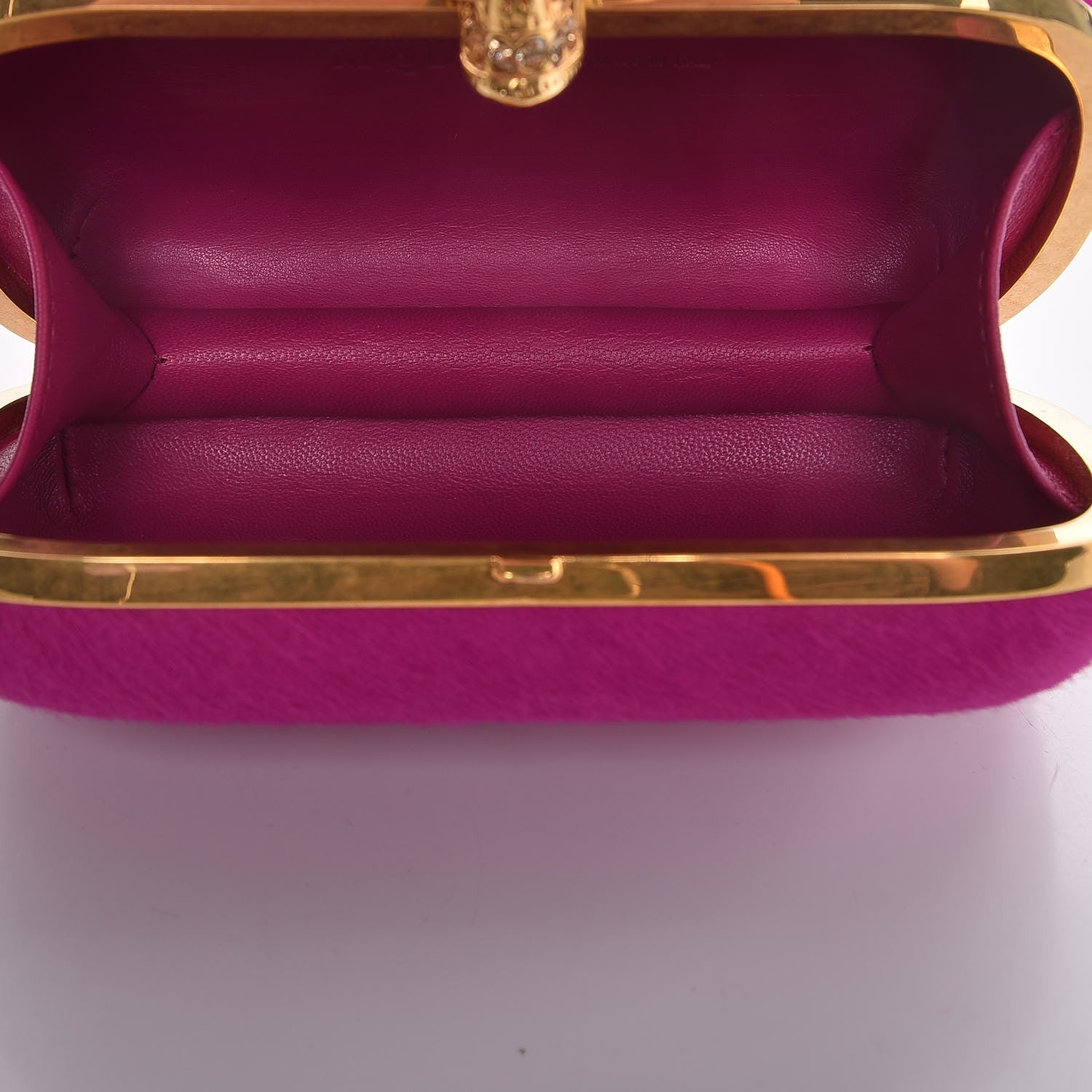 Alexander McQueen Calf Hair Skull Box Clutch Bright Pink 5 of 7